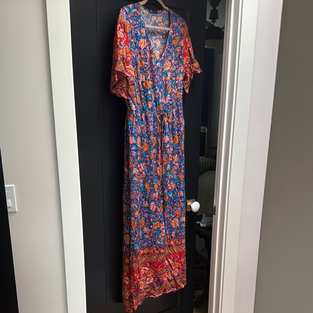 Blue and Orange Maxi Dress Vibrant and Elegant